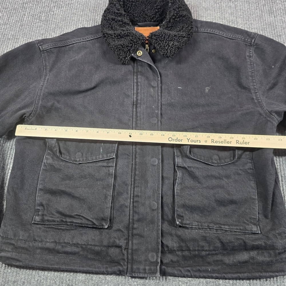 Levi's Premium Jacket Womens Medium Black Sherpa Collar Quilted Lined Workwear - Picture 12 of 13
